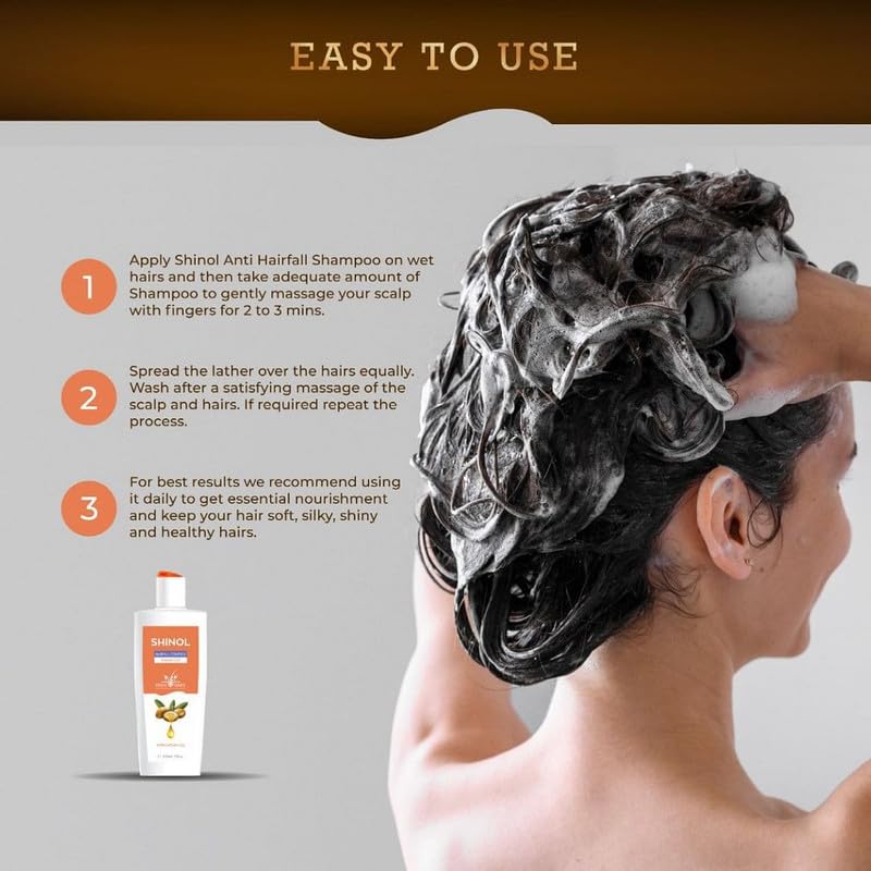 Shinol Hair Fall Control Shampoo for Women & Men - 200ml (Pack of 5) | Anti-Hair Loss Treatment for Thinning Hair | Daily Use for Stronger, Healthier Hair - Home & Salon Use