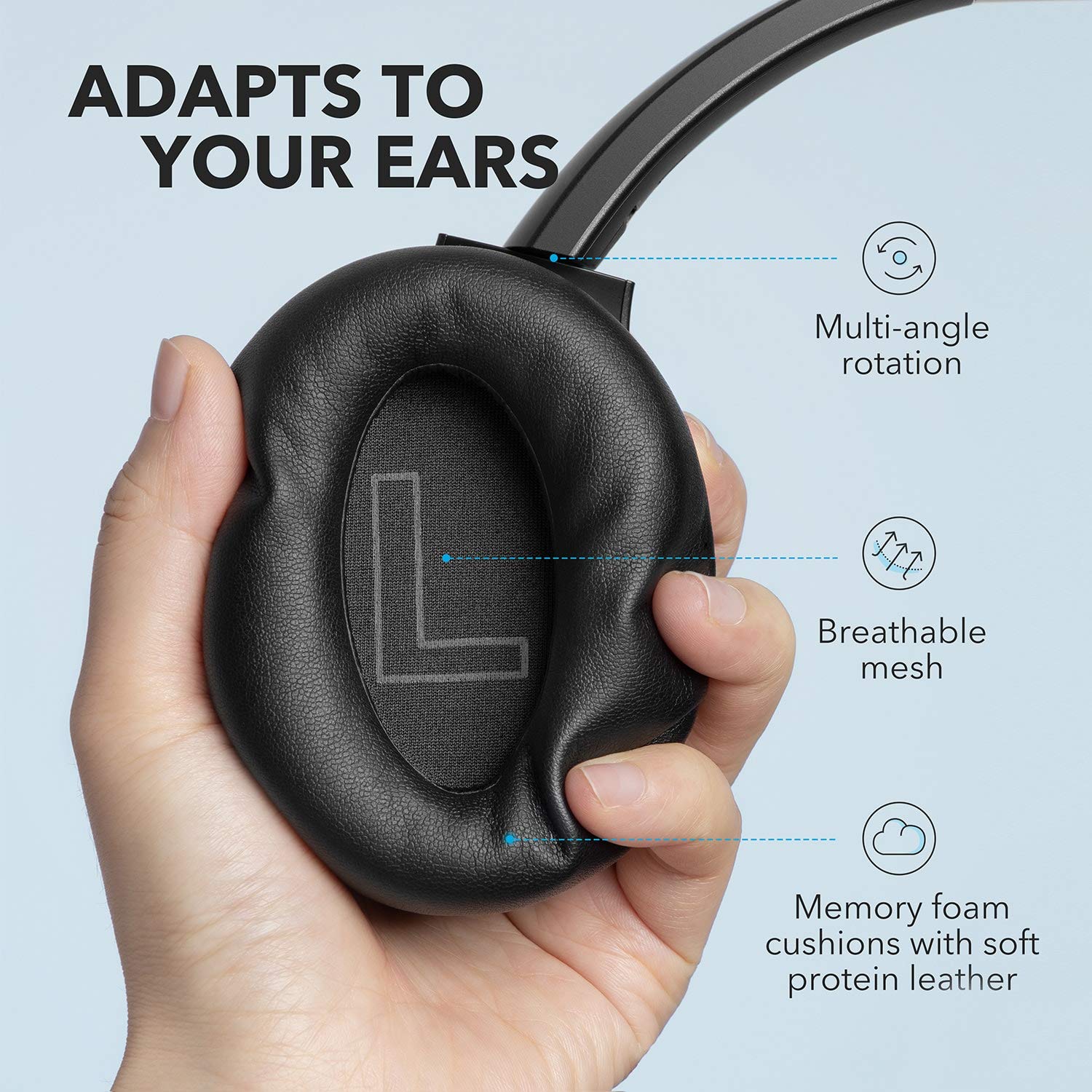Anker Soundcore Life Q20 Hybrid Active Noise Cancelling Wireless Bluetooth Headphones - 40H Playtime, Hi-Res Audio, Deep Bass, Memory Foam Ear Cups - Perfect for Travel, Work, Commuting & Home Office Use