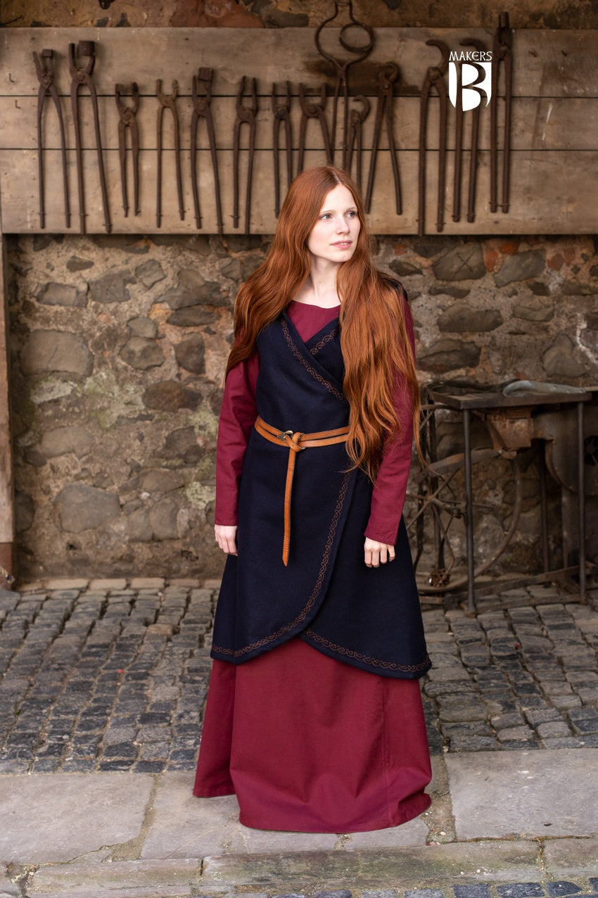 Myrana Dark Blue Wool Wrap Dress for Women - Elegant & Comfortable Winter Outfit for Office, Party & Date Night