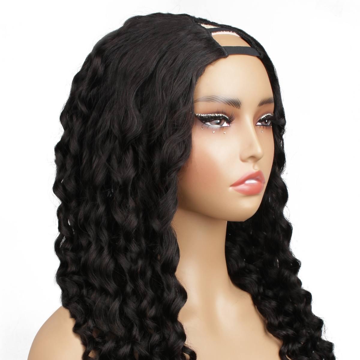 100% Human Hair Wig with Beach Wave V Part - Natural Looking Wavy Hair for Women, Perfect for Daily Wear, Parties, and Cosplay