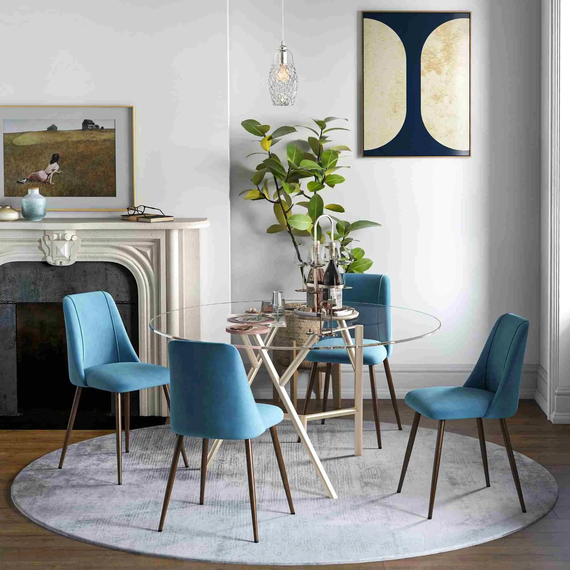 Luxury Velvet Upholstered Dining Chairs Set of 4 - Modern Accent Chairs for Dining Room in 4 Colors (Beige, Navy, Emerald, Burgundy) - Perfect for Home Decor, Restaurant, Wedding, and Event Seating