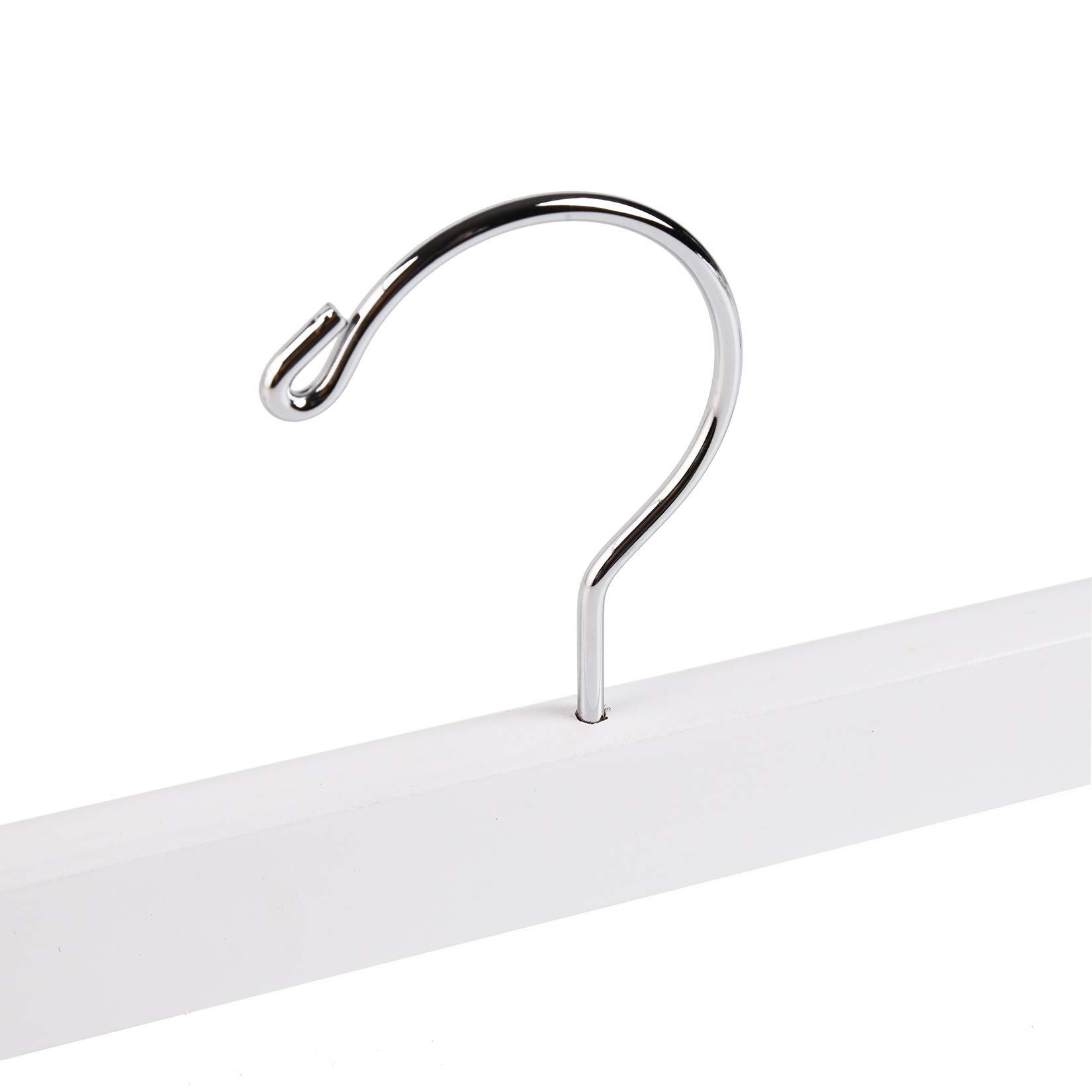 White Wooden Pants Hangers with Adjustable Clips - 20 Pack for Skirts, Jeans & Trousers - Space Saving Closet Organizer for Home & Retail Display
