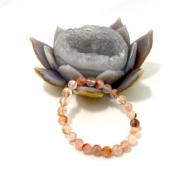 Red Hematoid Fire Quartz & Gold Hematoid Quartz Golden Healer Bracelet - Natural Crystal Healing Jewelry for Energy Balance & Chakra Alignment - Perfect for Meditation, Yoga & Spiritual Wellness