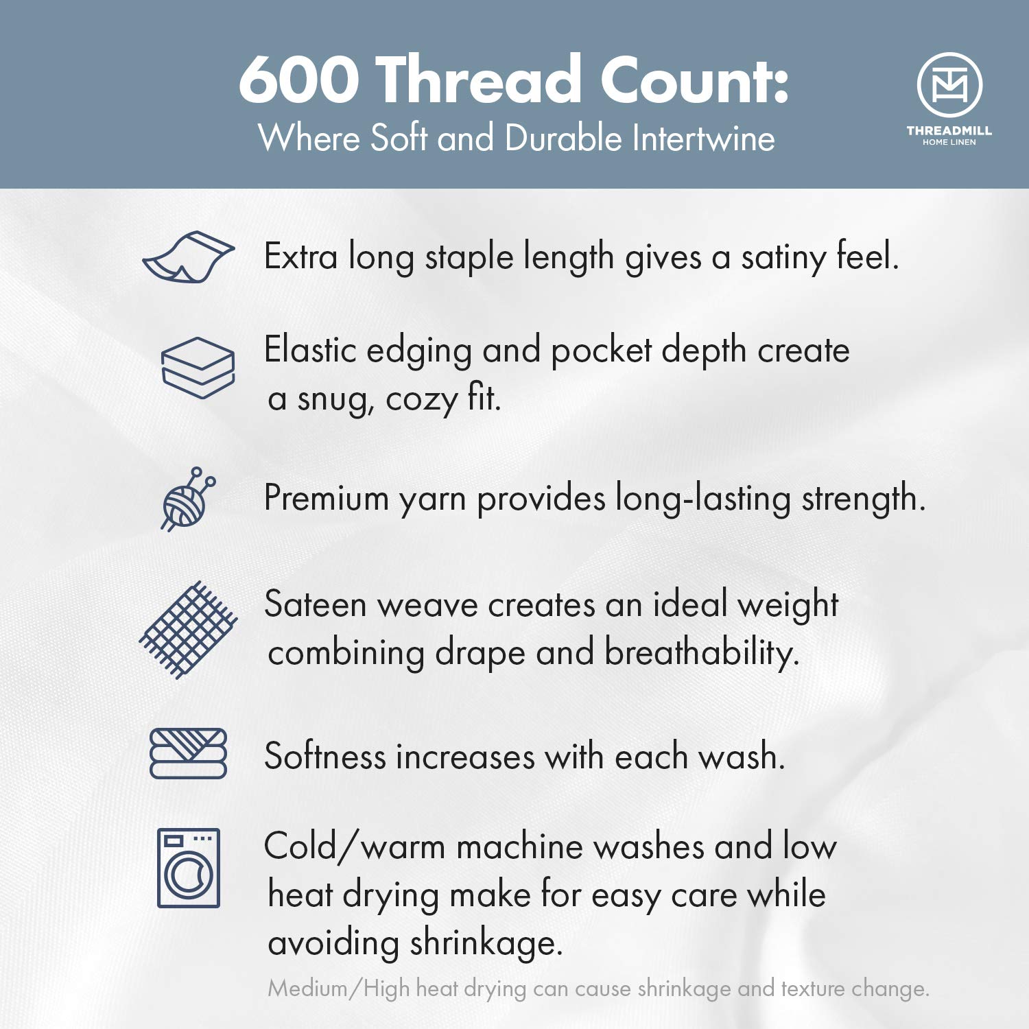 Premium 600 Thread Count 100% Cotton Queen Size Bed Sheets Set - 16