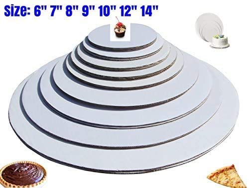 Premium White Cardboard Cake Circles - Heavy Duty Round Cake Boards Set (6