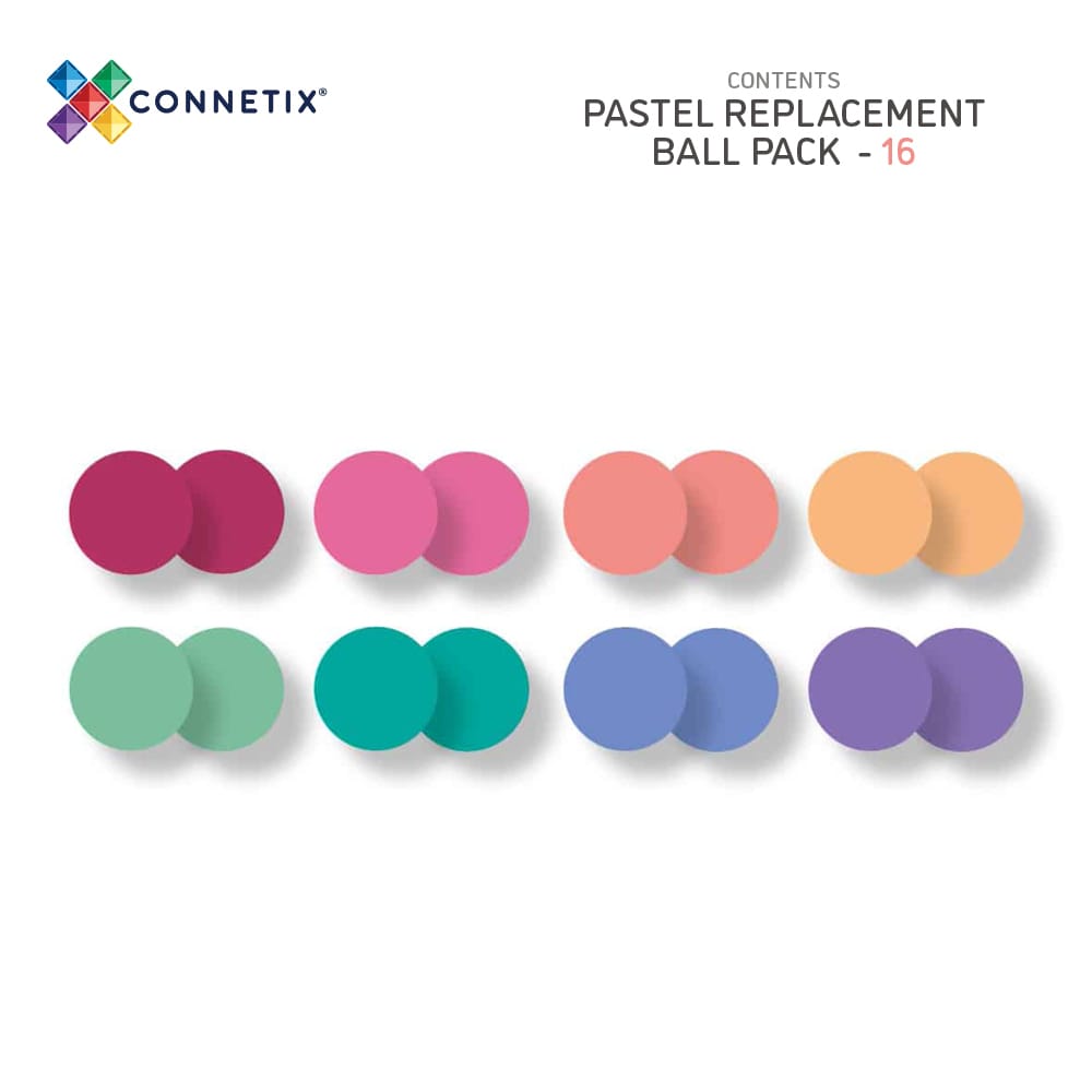 Connetix Pastel Wooden Balls 16 Pack - Natural Wood Sensory Toys for Kids, Montessori Learning, DIY Crafts & Home Decor