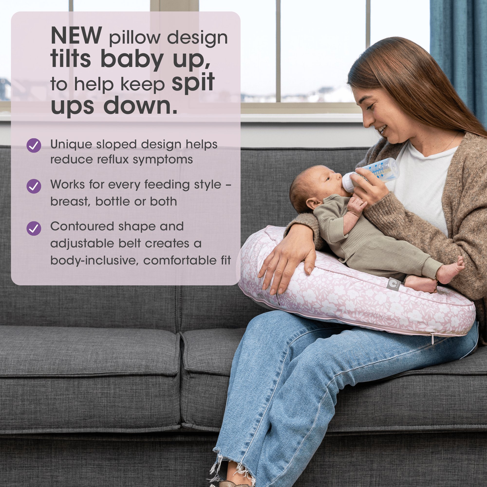 Boppy Uplift™ Nursing Pillow - Comfortable Breastfeeding Support for New Moms - Perfect for Nursing, Bottle Feeding & Tummy Time
