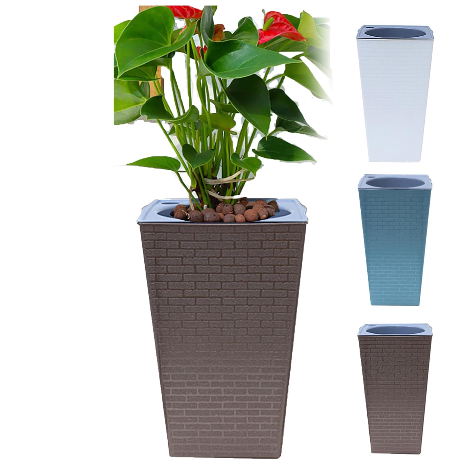 Tall Tapered Square Planter for Outdoor Plants - Large Tree Planter for Front Door, Patio & Garden - Durable Outdoor Decor for Coffee Plants & More - Perfect for Home, Office & Commercial Spaces
