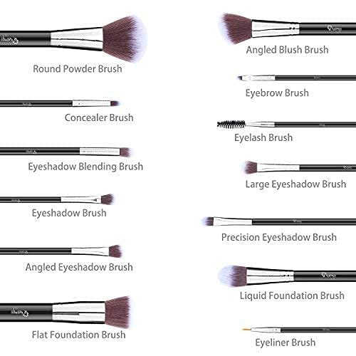 **MeeTo 12-Piece Professional Makeup Brush Set - Golden Bridal & Travel Cosmetic Brushes for Eyeshadow, Eyeliner, Eyebrow & Lip Makeup | Perfect for Wedding, Salon & On-the-Go Beauty**