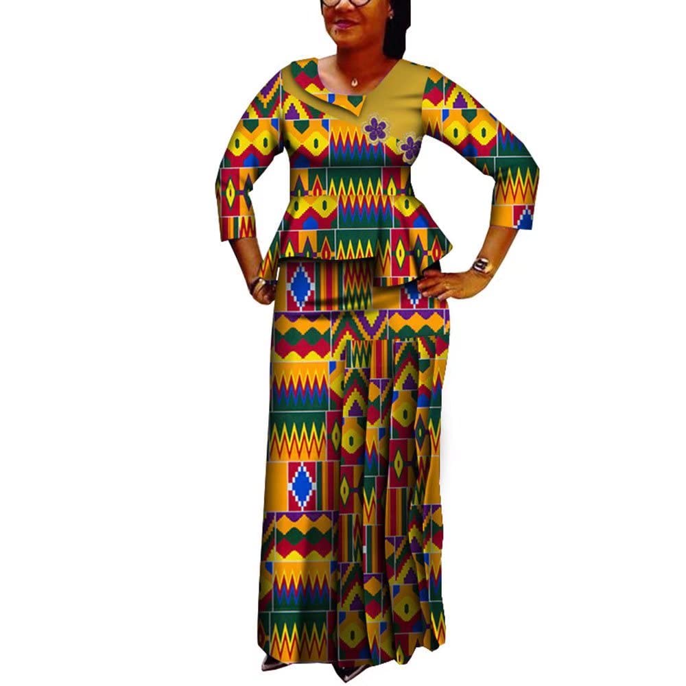 Vintage African Women's Clothing 2-Piece Skirt Set - Traditional Crop Top & Skirt Outfit for Plus Size | Perfect for Cultural Events, Weddings & Festivals