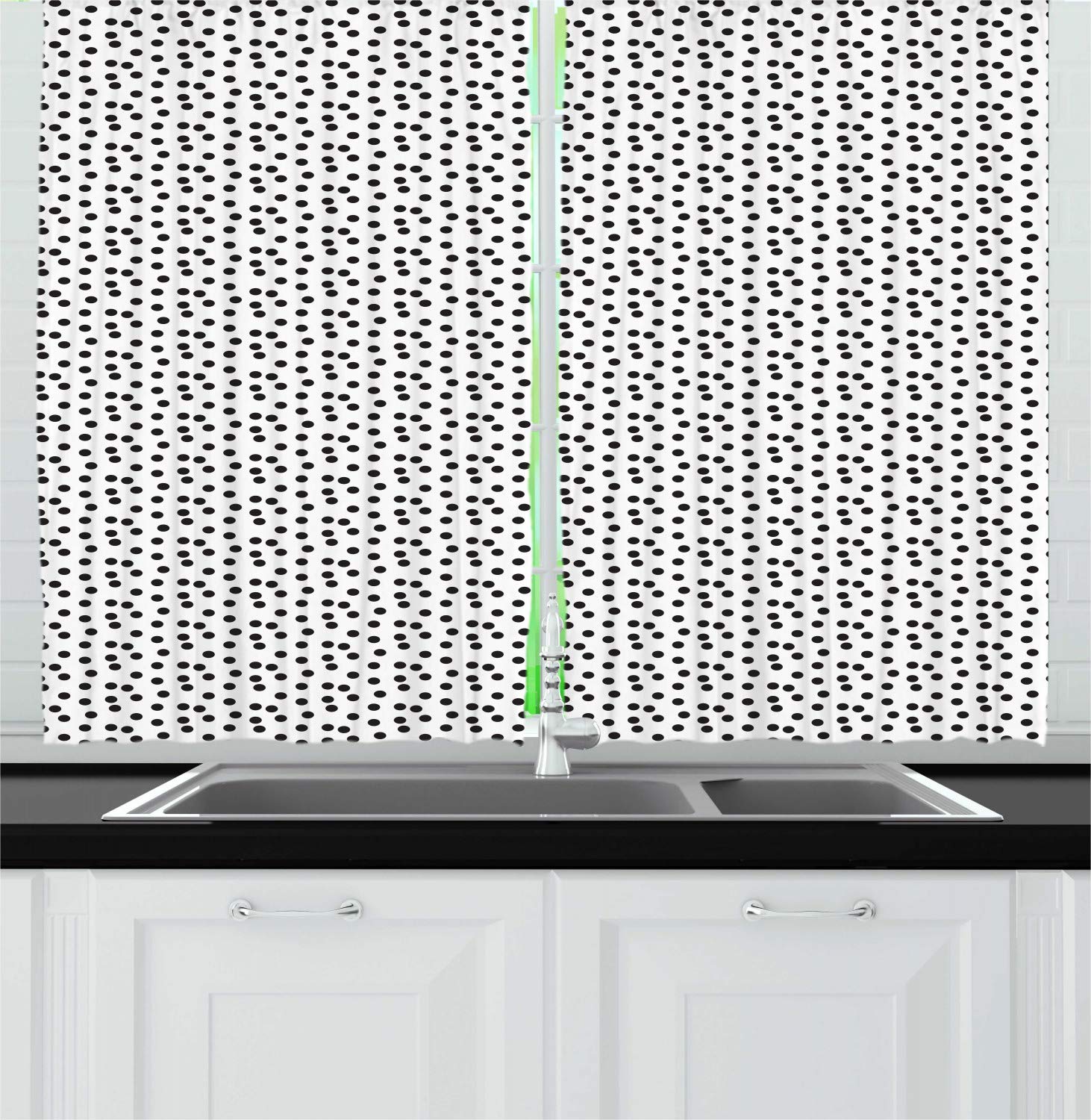 Ambesonne Abstract Geometry Kitchen Curtains - Modern Dot Pattern Window Drapes, 2 Panel Set (55