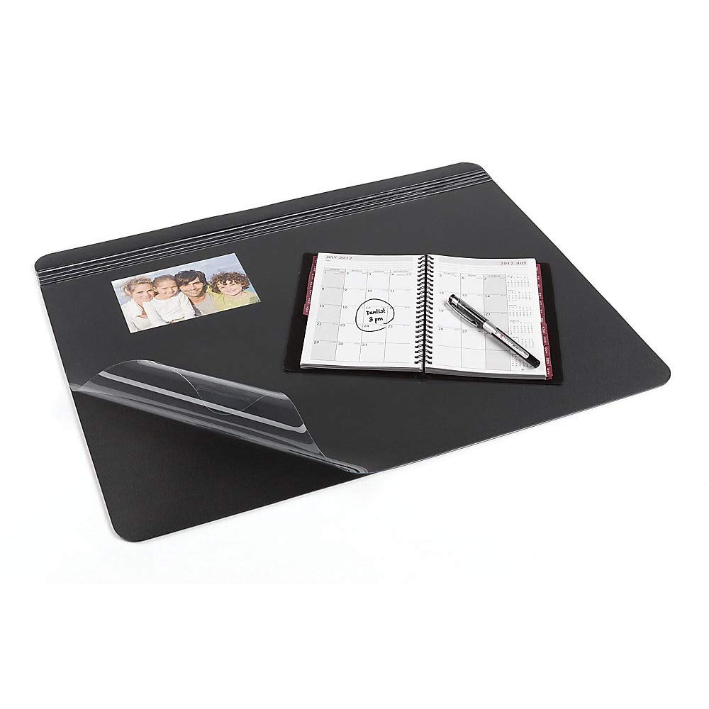 Office Depot Overlay Desk Pad - 19 x 24 Inches, Black/Clear (48174-OD) - Non-Slip Writing Surface for Home Office, Study & Work Desk Organization