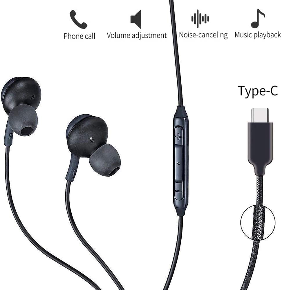 KP TECHNOLOGY USB-C Earphones for Honor MagicPad 2/Pad X8a/Pad 9/X9/8/X8 - HD Sound In-Ear Earbuds with Mic (Black) | Perfect for Gaming, Music & Video Calls