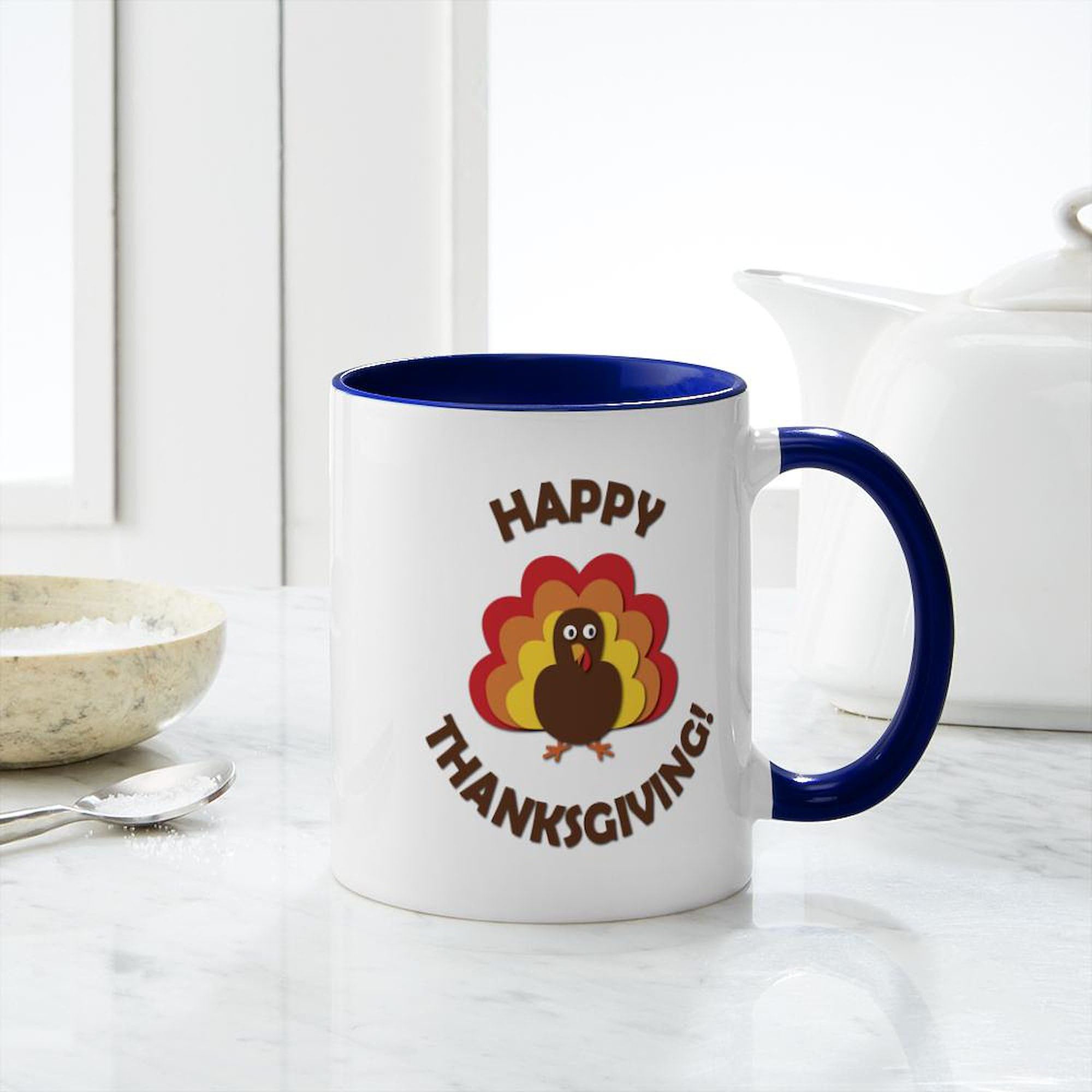 Happy Thanksgiving Ceramic Coffee Mug 11 oz (325 ml) - Perfect for Holiday Gifts, Family Gatherings & Office Celebrations | CafePress