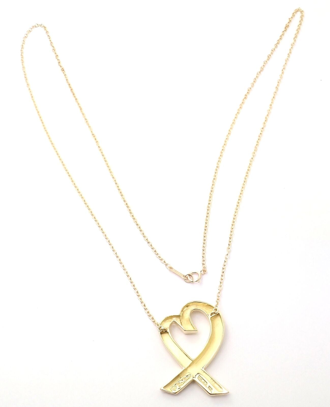Authentic Tiffany & Co Picasso 18k Yellow Gold Large Heart Pendant Necklace for Women - Elegant Jewelry Gift for Valentine's Day, Anniversary & Special Occasions