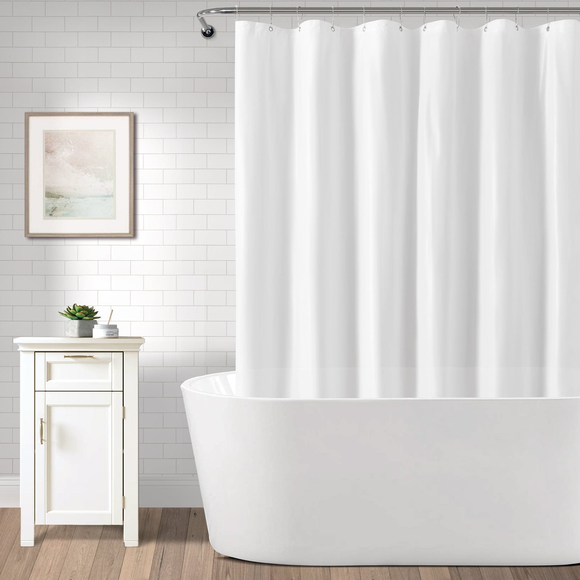 Waterproof & Mildew Resistant Shower Curtain Liner - Heavy Duty PEVA Fabric Bathroom Accessory for Bath Tub & Stall (72x72 Inches, White)