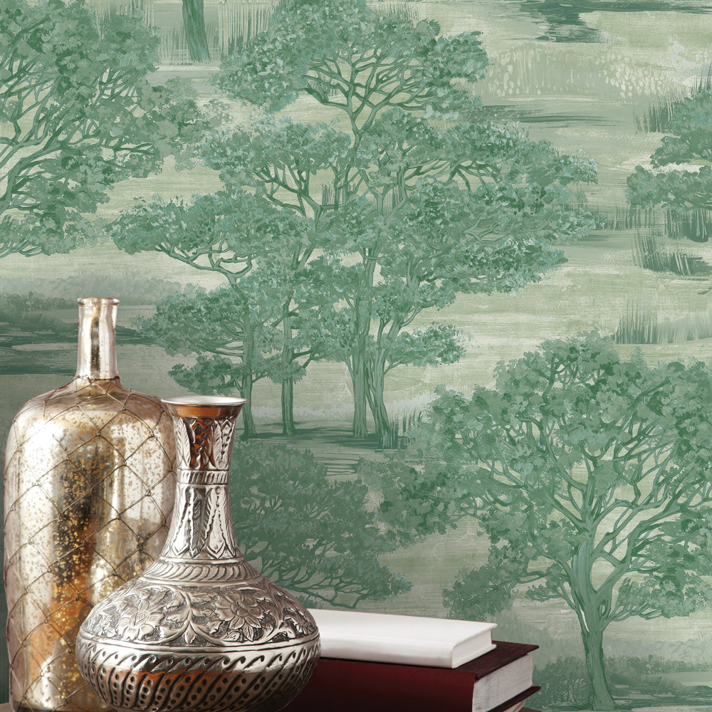 Forest Toile Peel and Stick Wallpaper - Self-Adhesive Removable Wallpaper for Bedroom, Living Room, Nursery - Easy DIY Home Decor for Renters & Homeowners