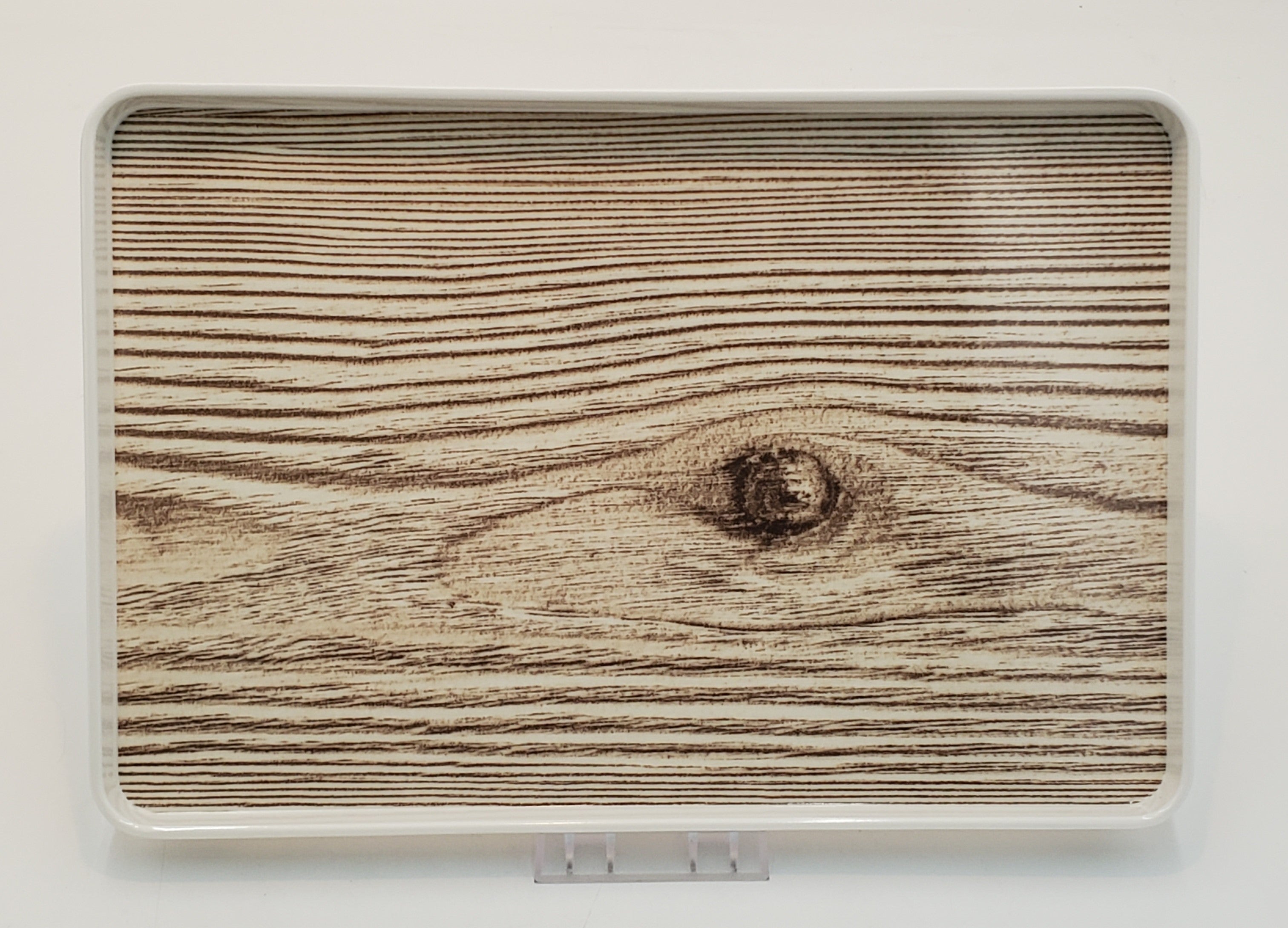 16x10.75 Inch Melamine Serving Tray with Wood Grain Design - Perfect for Dining, Breakfast in Bed, and Party Serving