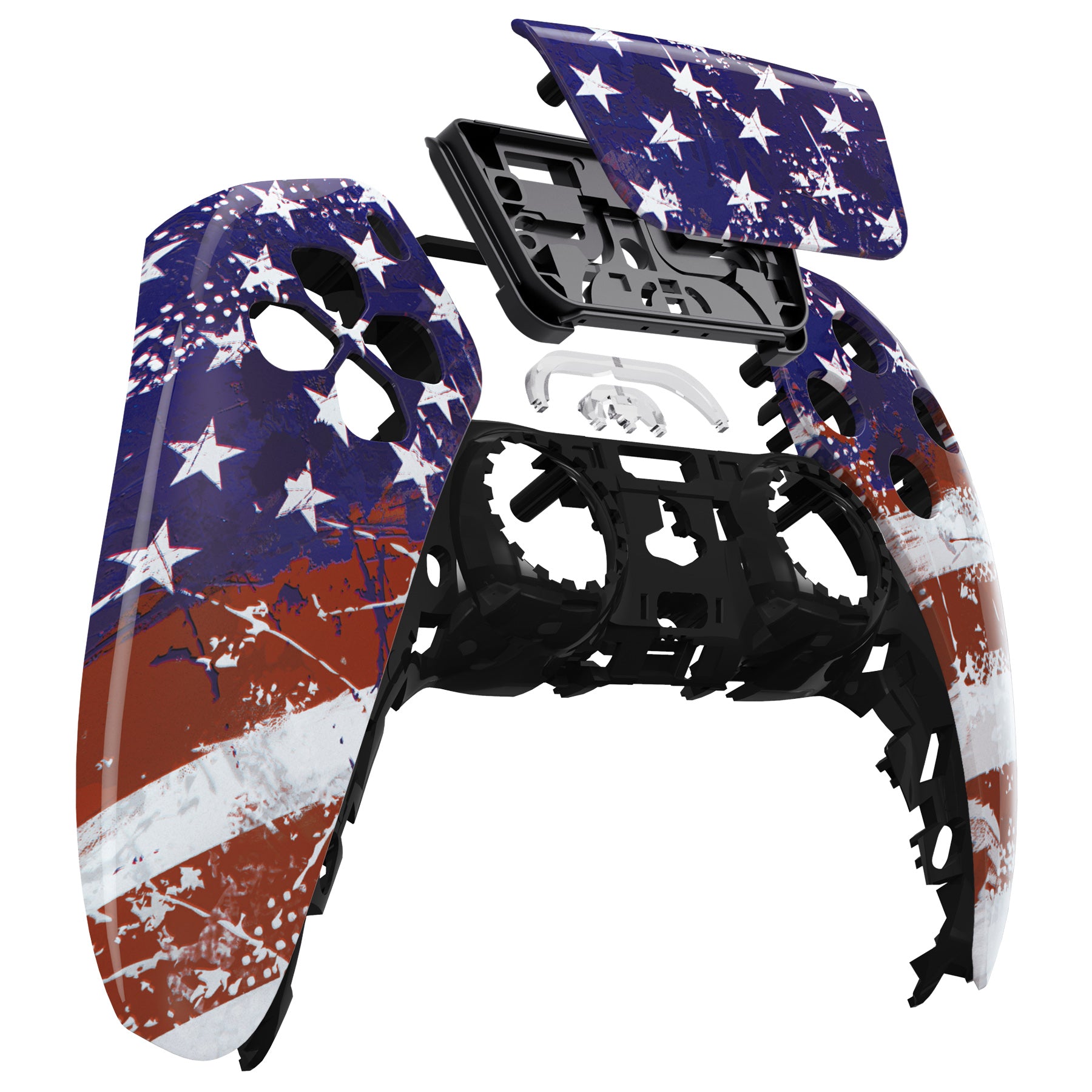eXtremeRate PS5 Controller Front Housing Shell Replacement - Compatible with BDM-010/020/030/040/050 Models - Custom Touchpad & US Flag Design for Gaming Enthusiasts - Perfect for Competitive Play and Controller Customization