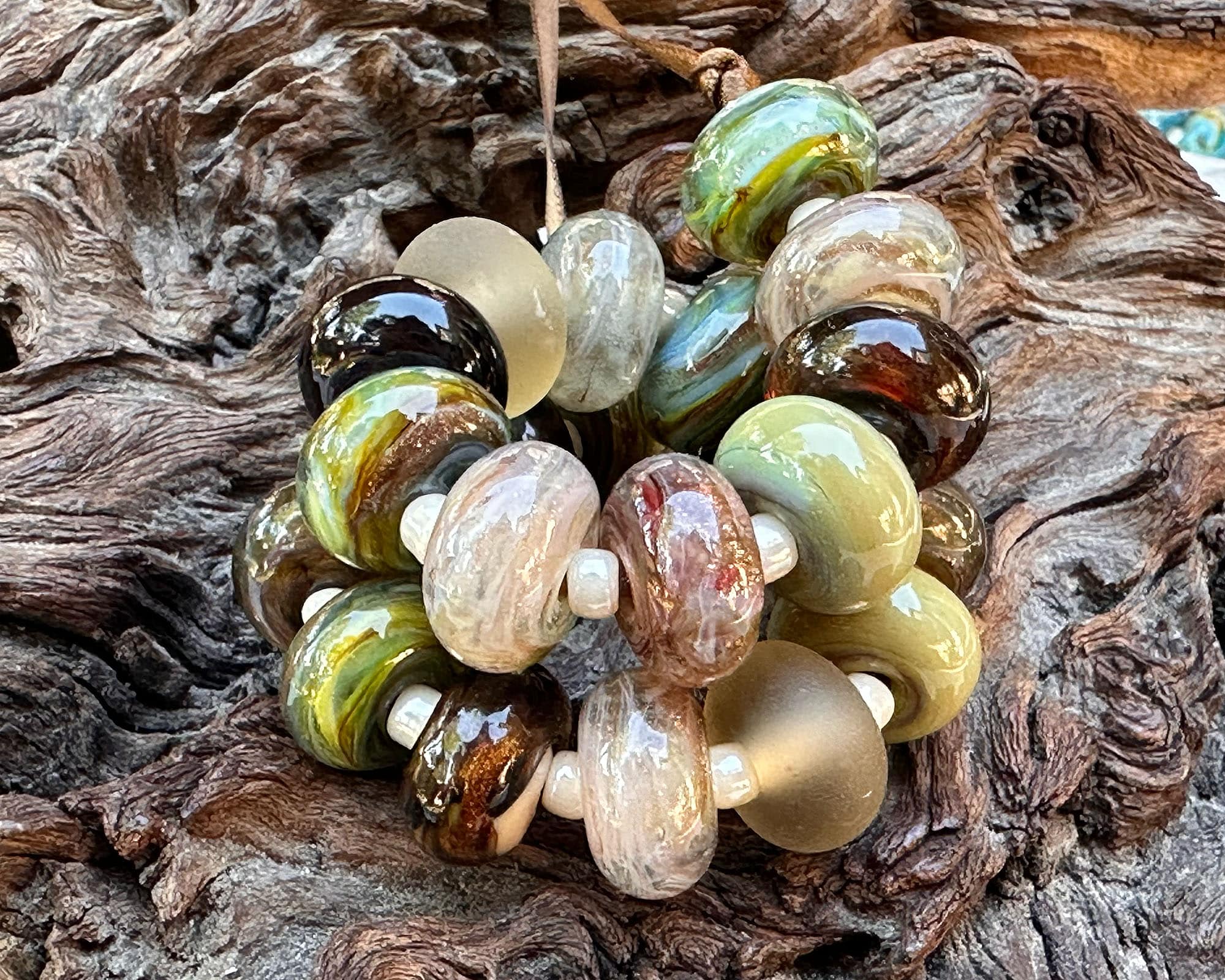 22 Forrest Dreams Shimmer Lampwork Glass Beads Mix - SRA Certified - Perfect for Jewelry Making, DIY Crafts, and Scrapbooking Projects