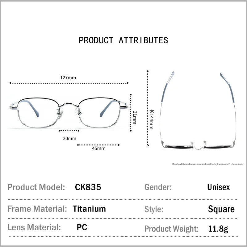 Aror Women's Full Rim Small Square Titanium Eyeglasses 49835 - Lightweight & Durable Frame for Work, Reading & Fashion Accessories