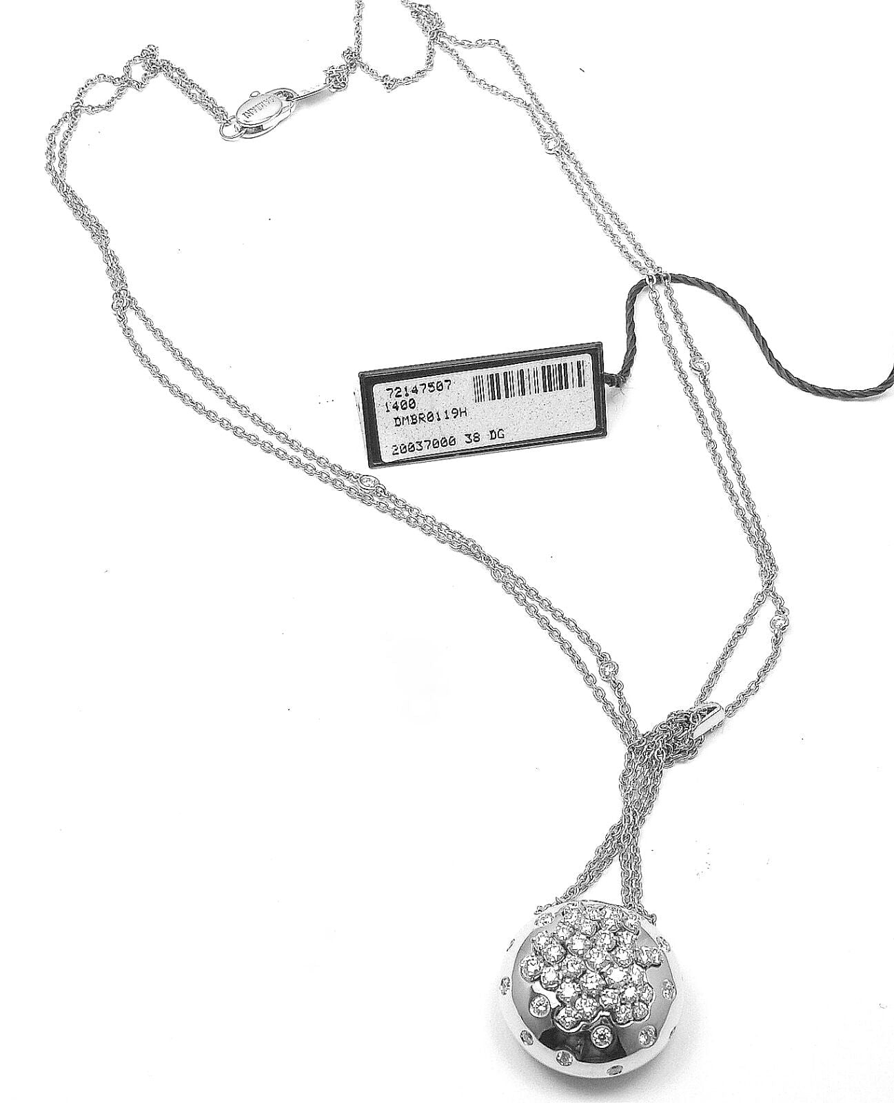 Authentic Damiani 18K White Gold Diamond Drop Cluster Pendant Necklace for Women - Elegant Jewelry Gift for Anniversary, Wedding & Special Occasions
