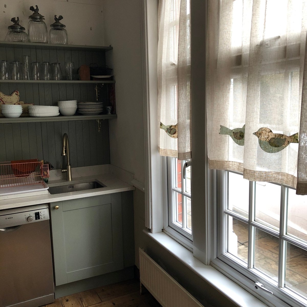 Elegant Bird Linen Net Valance - Premium Window Treatment for Living Room & Bedroom Decor