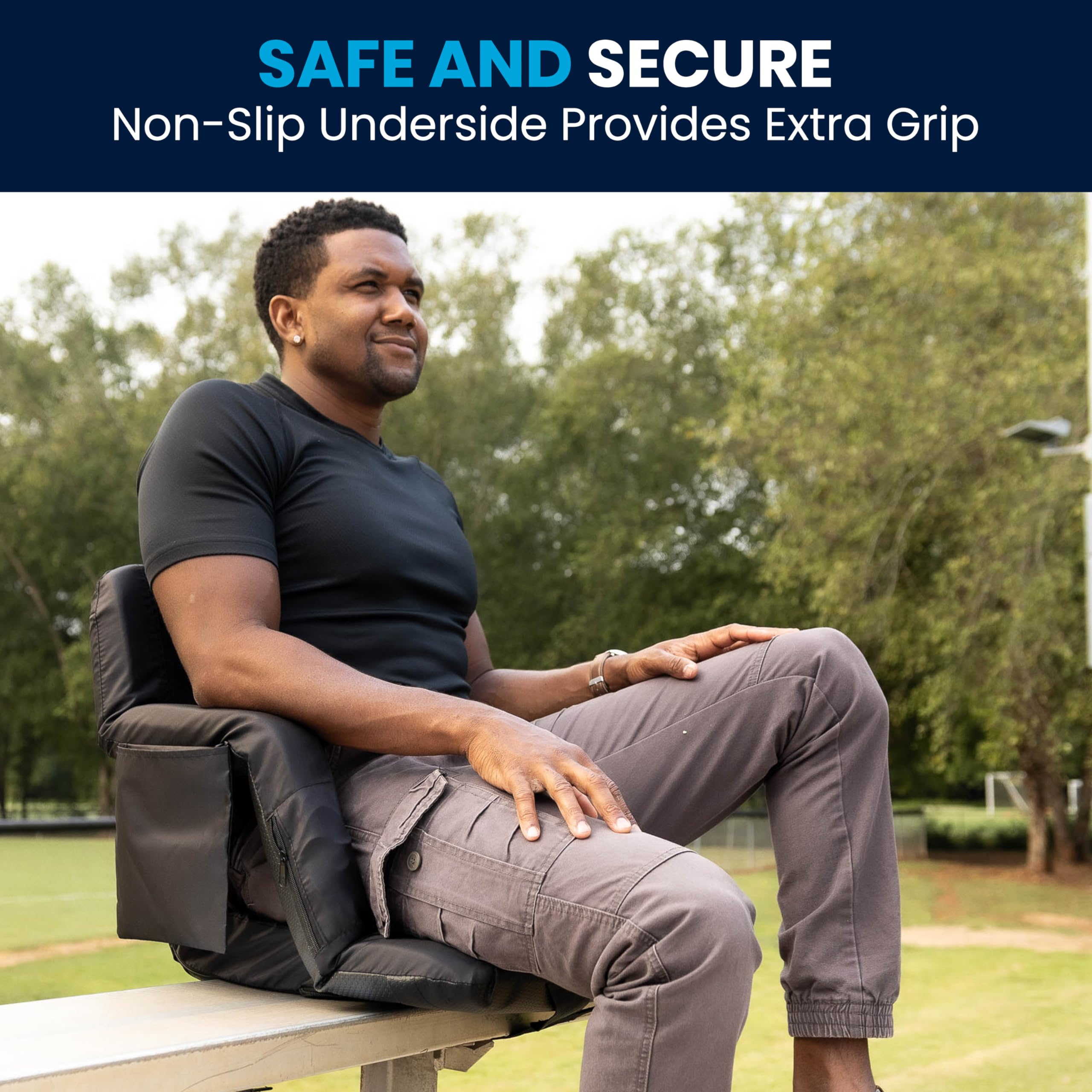**Flash Furniture Malta Portable Stadium Seats – 2-Pack Padded Bleacher Chairs with Backpack Straps & Storage, 265 lb Capacity, Black – Perfect for Sports Games, Concerts, and Outdoor Events**