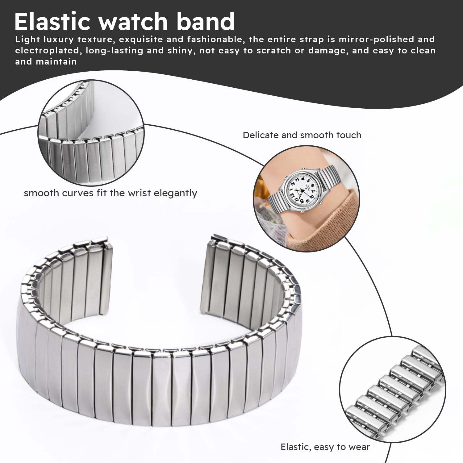 Premium Stainless Steel Expansion Watch Bands - Adjustable Unisex Metal Watch Straps for Men & Women | Perfect for Dress Watches, Business Attire & Everyday Wear