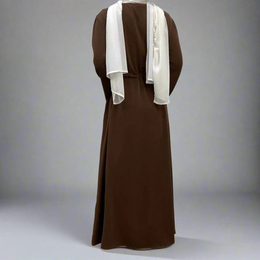 Hotfix Rhinestone Cuff Abaya Dress with Pockets - Elegant Muslim Women's Islamic Clothing for Parties, Weddings & Special Occasions