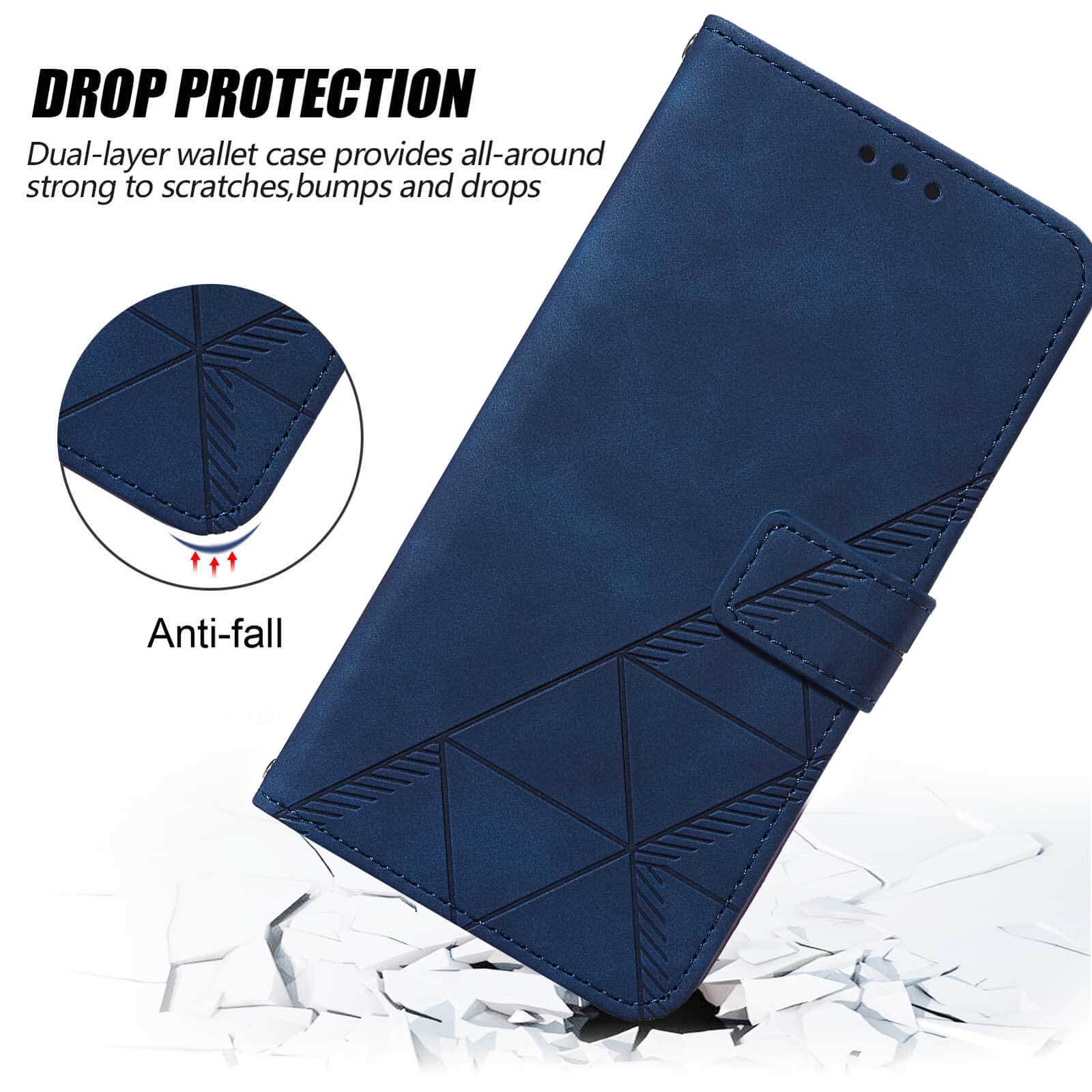 Premium Leather Wallet Case for Moto G 5G (2023) - Flip Cover with Card Slots, Wrist Strap & Kickstand | Shockproof Protective Phone Case | Perfect for Work, Travel & Daily Use (Blue)