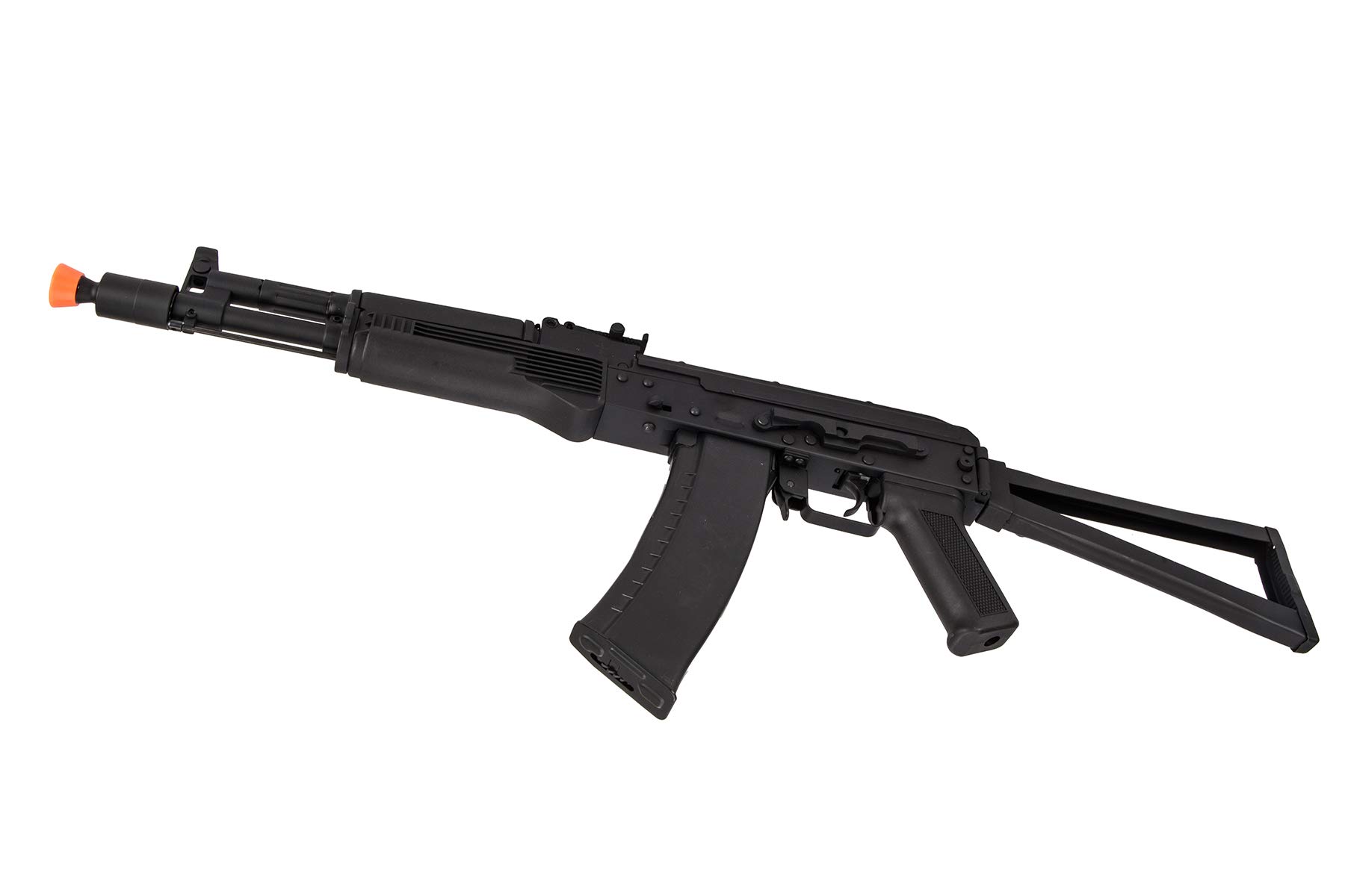 Lancer Tactical AK-Series AKS-105 AEG Airsoft Rifle with Foldable Skeleton Stock - Black | High Performance Electric Airsoft Gun for Tactical Training & Outdoor Shooting Games