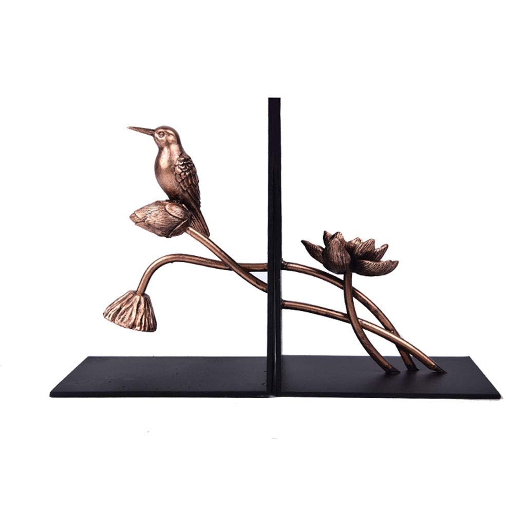 Vintage Cast Iron Bookends - Heavy Duty Wrought Iron Bookends for Large Books, Decorative Metal Book Holder, Unique Gift Idea for Book Lovers (1 Pair, Black) - Perfect for Home Office, Library, and Bookshelf Organization