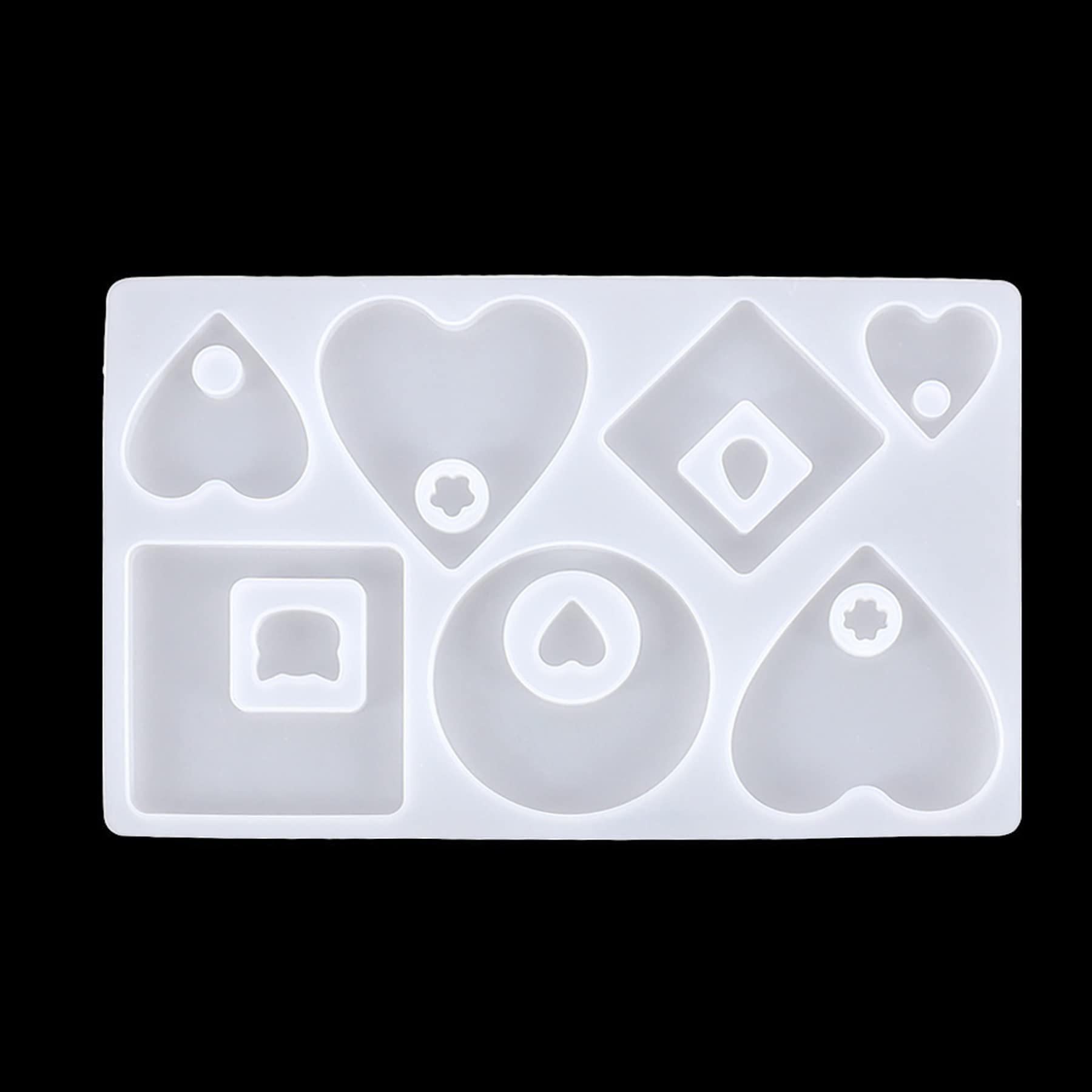 Woohome 7-Cavity Heart Shaped Silicone Mold for Resin Jewelry Making - DIY Pendant & Earrings Mold Kit with Wax Rope & Buckle - Perfect for Handmade Gifts, Craft Projects, and Jewelry Design