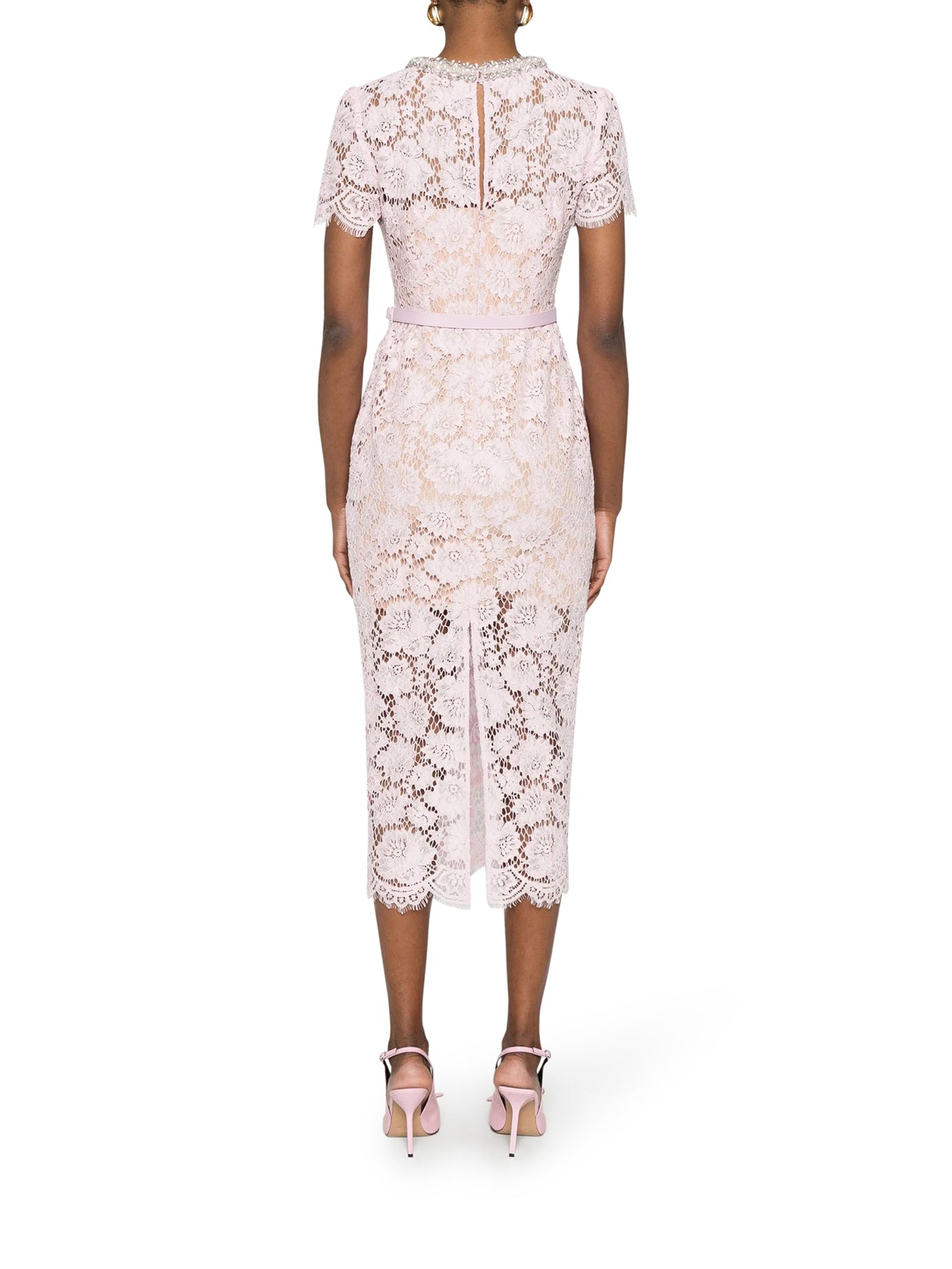 Elegant Lace Midi Dress with Adjustable Belt - Perfect for Weddings, Parties & Special Occasions