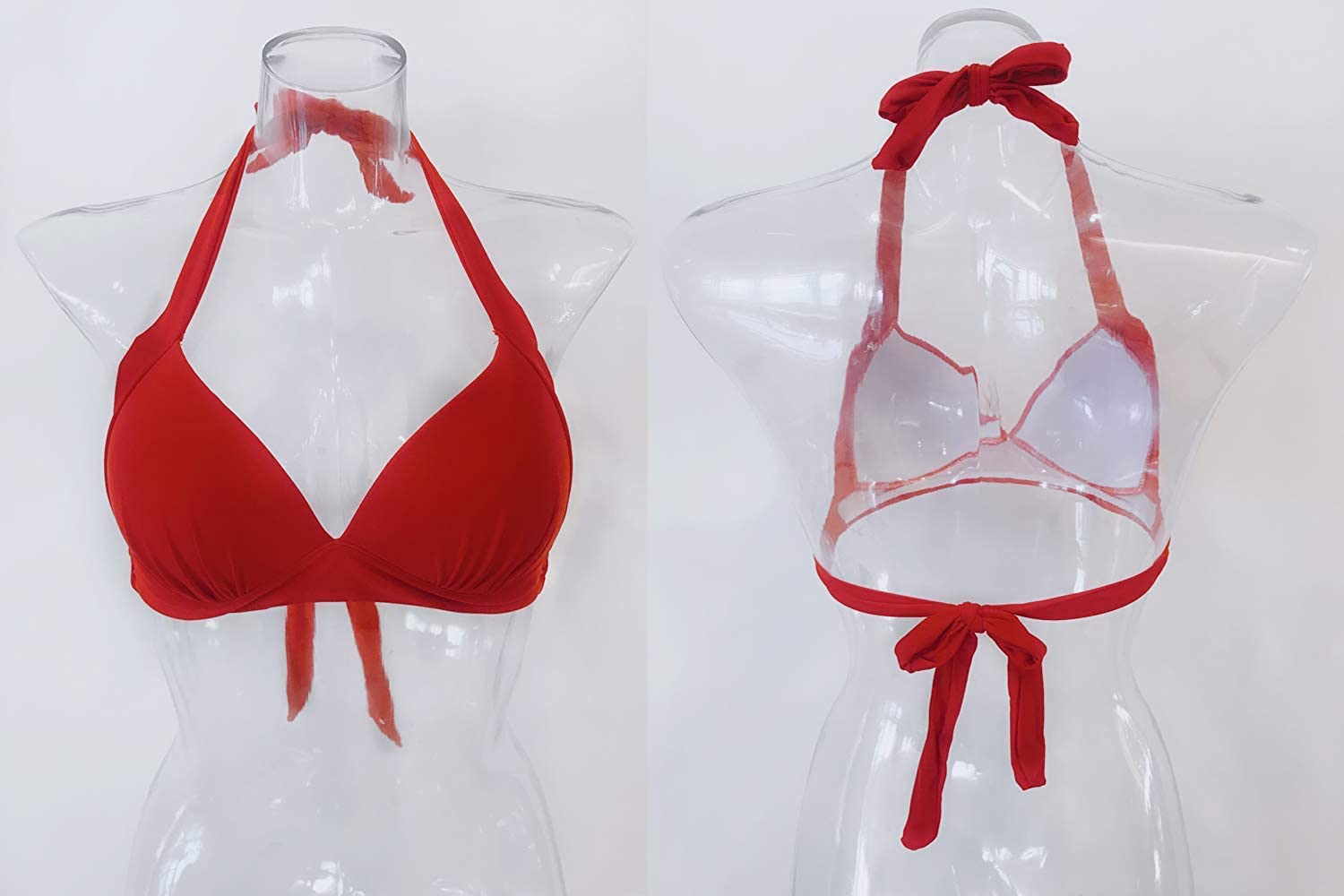 Futurino Women's Vintage 50s Plaid Halter Bikini Top - Retro Swimwear for Beach, Pool & Summer Vacations