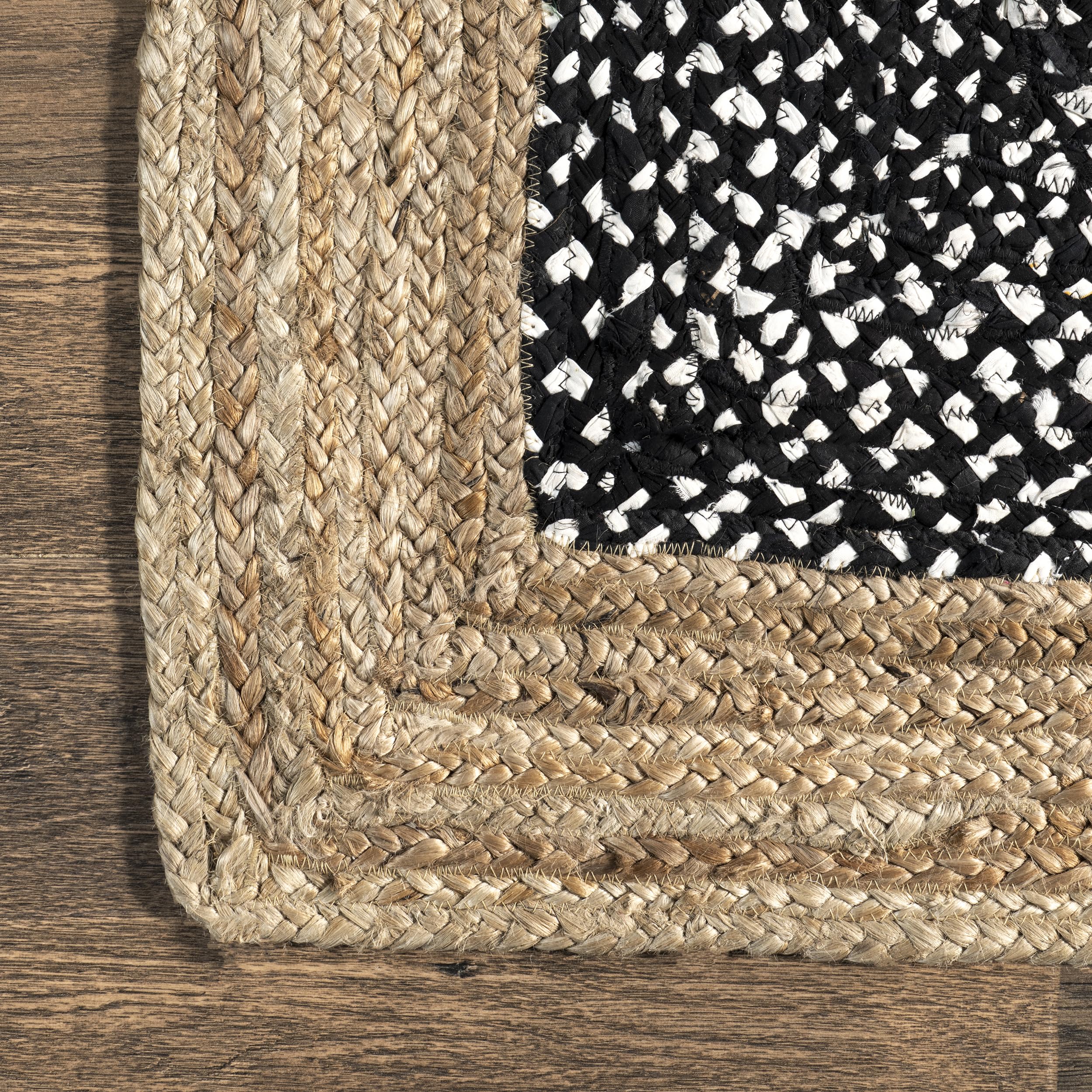 nuLOOM Lesha Natural Fiber Area Rug 8x10 Feet Black - Soft Handwoven Jute Rug for Living Room, Bedroom & Home Decor