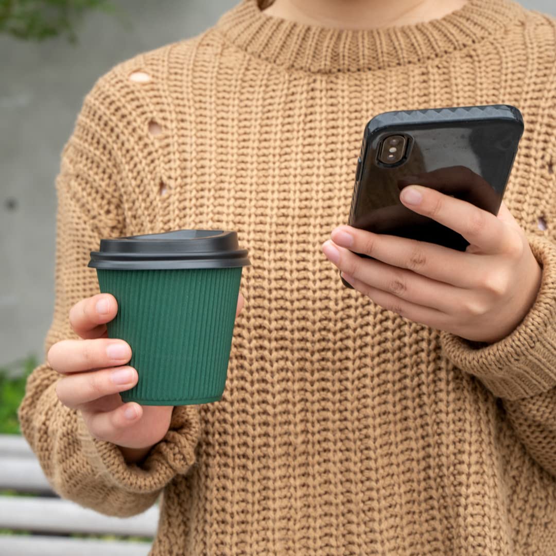 8oz Insulated Coffee Cups with Lids - 400 Pack Leakproof Ripple Wall Hot Cups | Eco-Friendly Disposable Paper Cups for Coffee, Tea, Hot Chocolate & Lattes | Perfect for Cafes, Offices & Home Use