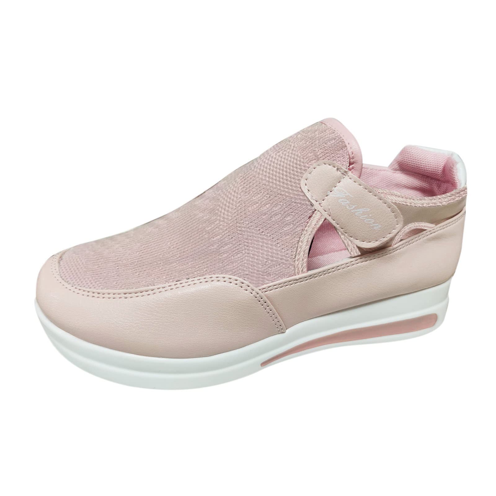 Women's Fashion Sneakers Size 9 - Breathable Mesh Casual Shoes with Hook & Loop Closure | Comfortable Flat Heel Sneakers for Walking, Work & Everyday Wear