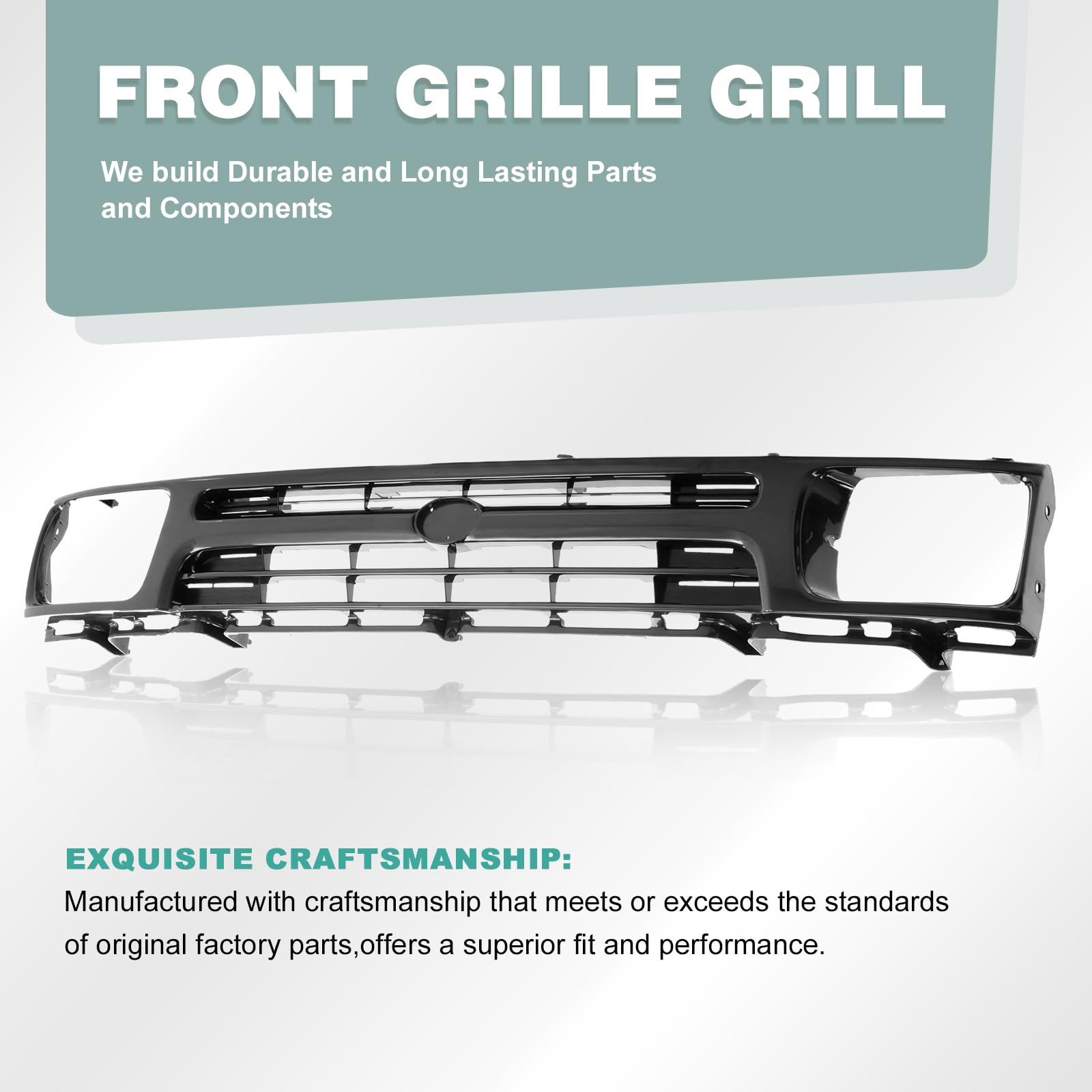 Black Front Grille Grill for 1992-1995 Toyota Pickup Truck RWD - Durable Replacement Car Parts - Perfect for Off-Roading & Truck Customization