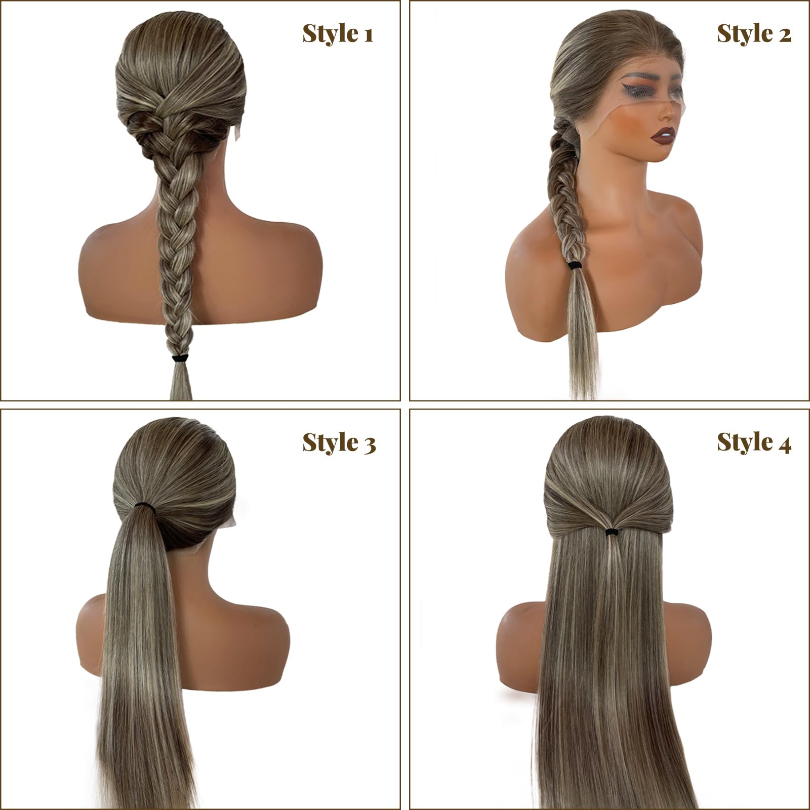 20 Inch Ombre Ash Brown to 613 Blonde Human Hair Wigs with Dark Brown Roots - 13x6 HD Straight Lace Front Wig, Pre Plucked, Glueless, 180% Density - Natural Looking Wigs for Women | Perfect for Daily Wear, Cosplay, Parties & Special Occasions