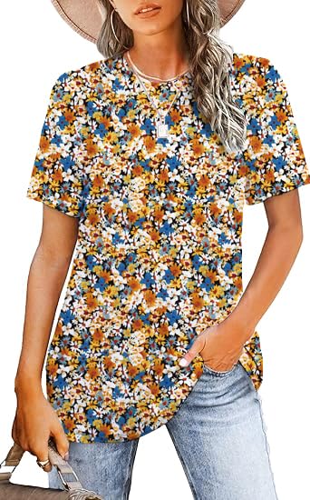 Women's Crew Neck Short Sleeve Pleated Tunic Top - Summer Casual & Dressy Blouse for Work, Date Night & Vacation Outfits