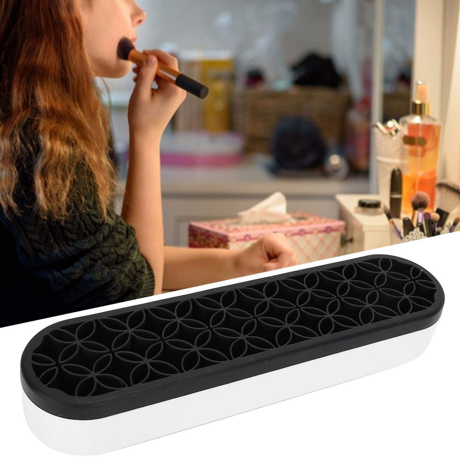 Premium Silicone Makeup Brush Holder Organizer - Cosmetic & Hairdressing Tool Stand for Brushes, Scissors, Dye Brushes | Beauty Counter Display for Salon, Home Vanity & Professional Makeup Artists (Style #2)