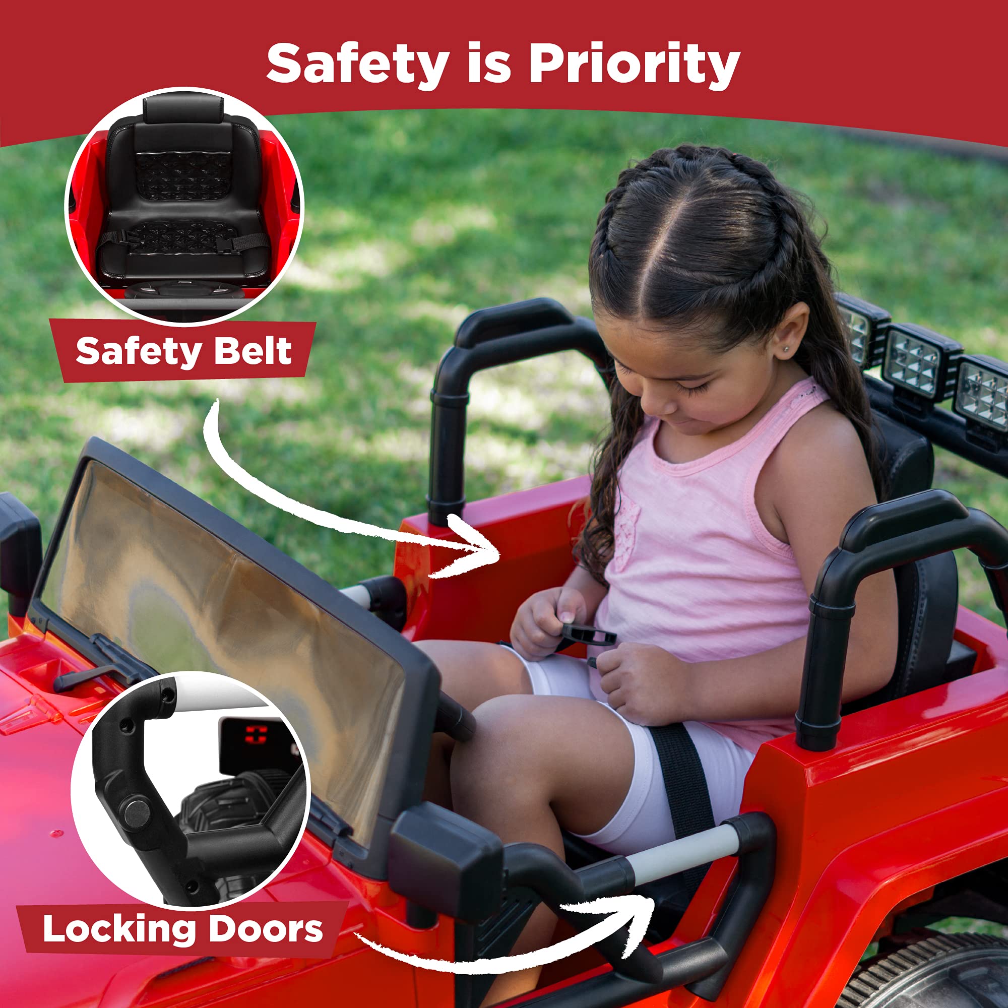Best Choice Products 12V Kids Ride On Truck - Battery Powered Toy Car with Spring Suspension, Parent Remote Control, 3 Speed Settings, LED Lights & Bluetooth Music - Red | Perfect for Outdoor Play, Birthday Gifts & Toddler Pretend Driving