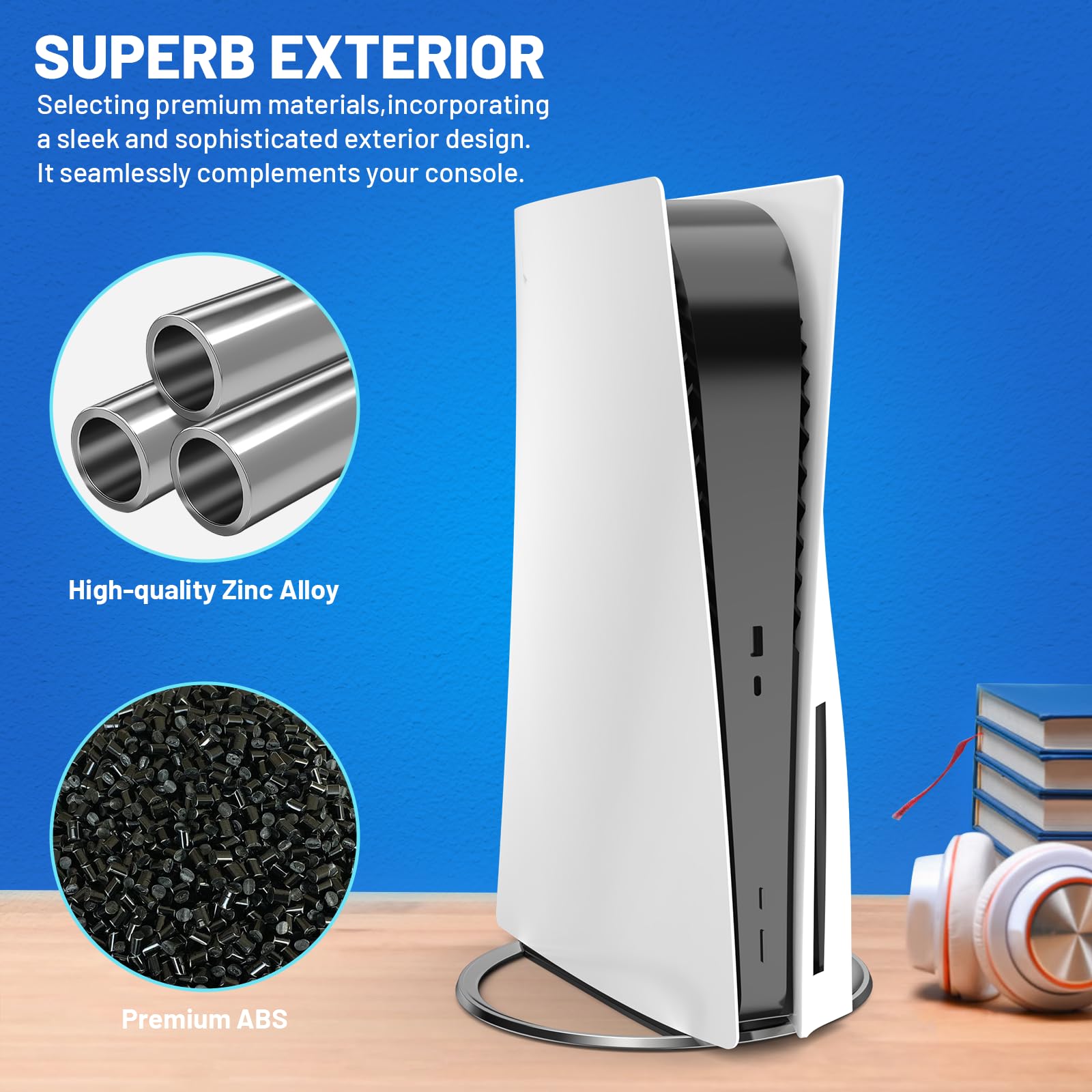 PS5 Vertical Stand - Universal Stand for PS5 Pro/Slim, Disc & Digital Edition | Durable & Stable Gaming Console Holder with Easy Installation | Perfect for Gaming Setups & Home Entertainment Systems