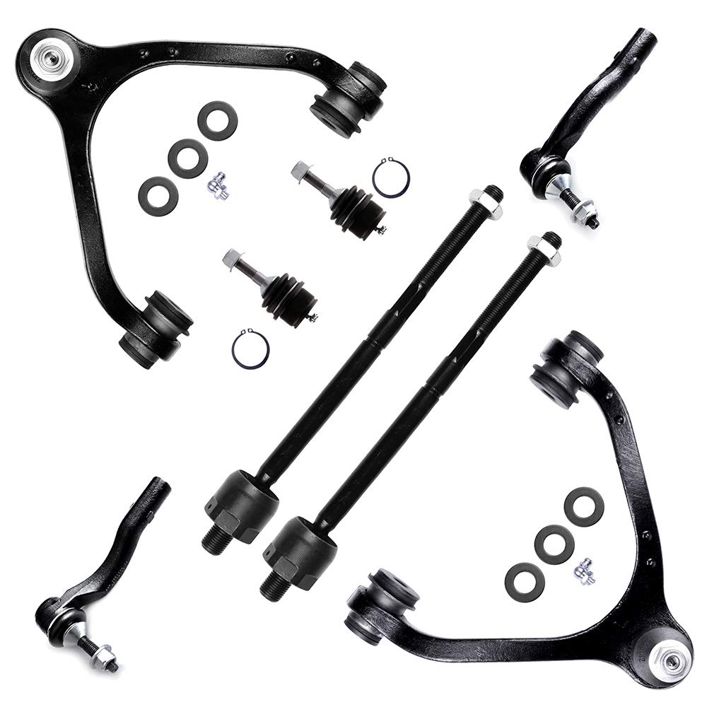 8-Piece Front Suspension Kit - Upper Control Arm, Ball Joint, Inner & Outer Tie Rod Ends - Compatible with Ford Crown Victoria, Lincoln Town Car, Mercury Grand Marquis & Marauder - Perfect for Smooth Ride & Enhanced Vehicle Control on Highways & City Roads