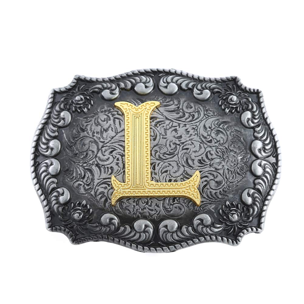 KDG Initial Belt Buckle - Western Cowboy Style Handmade Metal Belt Buckle for Men & Women - Perfect for Rodeo, Country Music Festivals & Western Fashion Outfits