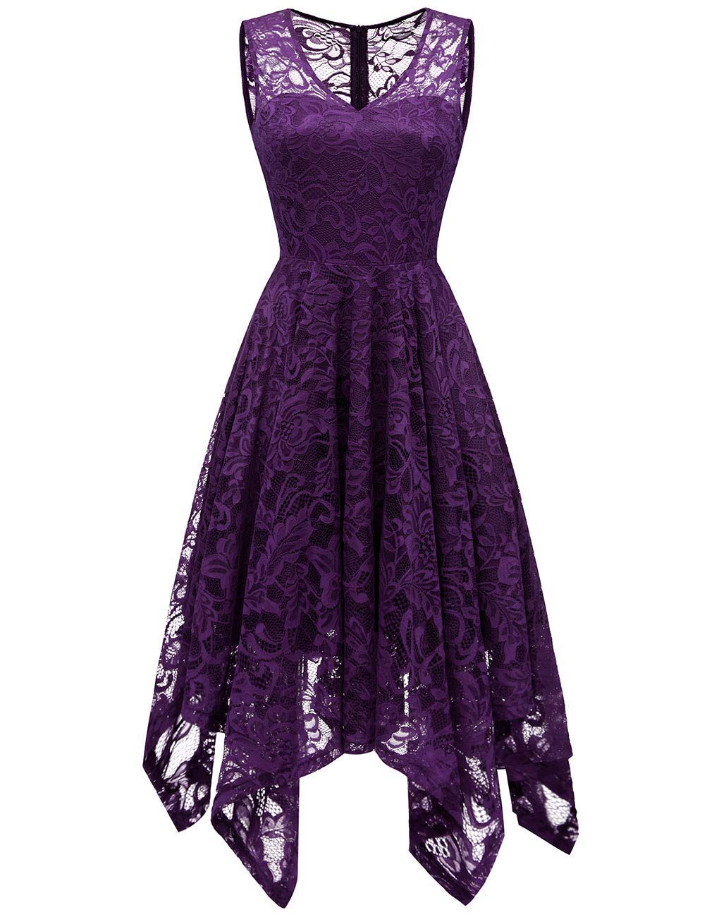 Meetjen Women's Cocktail Party Dresses 2025 | Elegant Handkerchief Hem Lace Formal Gown for Wedding Guest, Bridesmaid & Prom | Perfect for Evening Parties, Galas & Special Occasions
