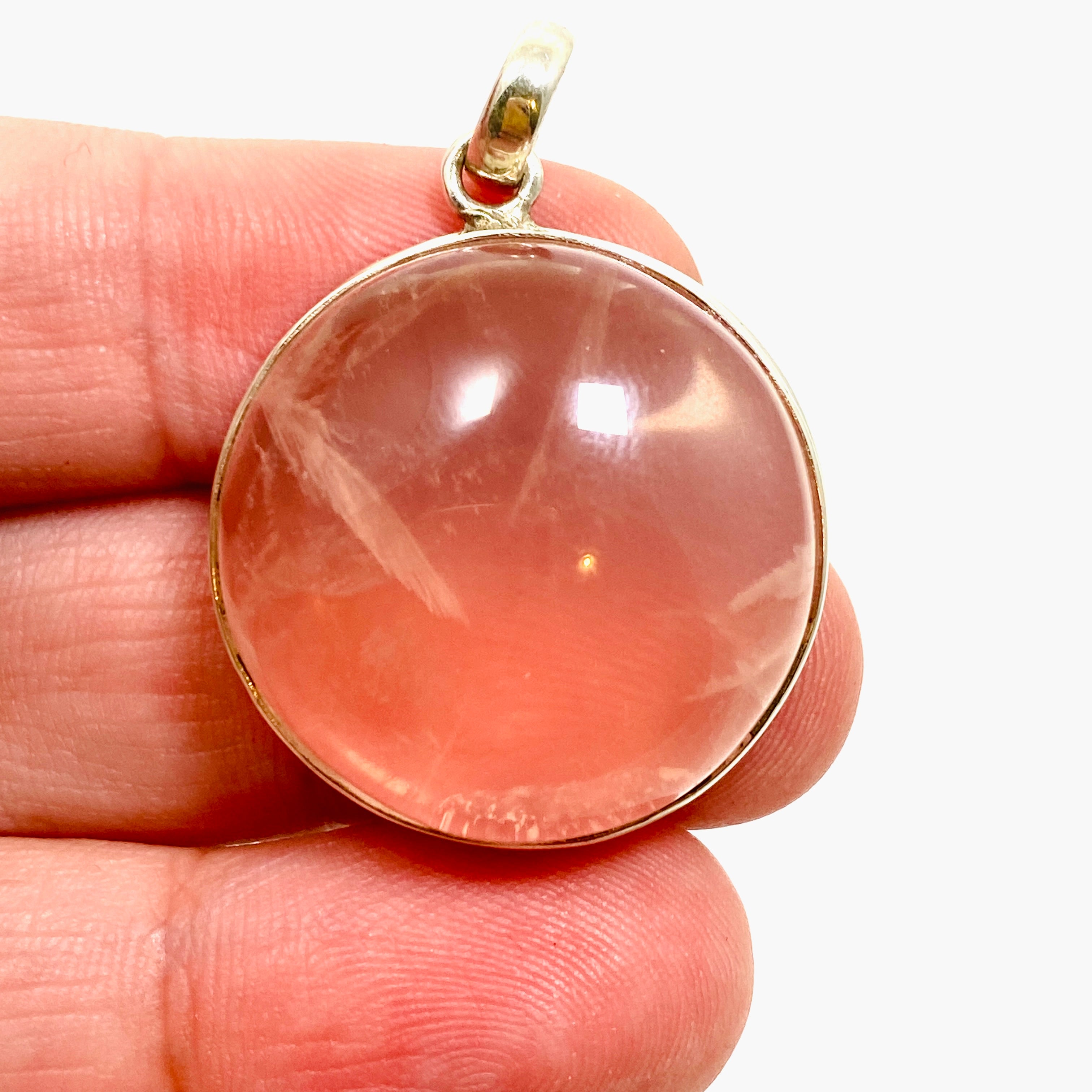 Natural Rose Quartz Round Cabochon Pendant - 15mm Healing Crystal Jewelry for Necklace Making, Meditation & Spiritual Gifts