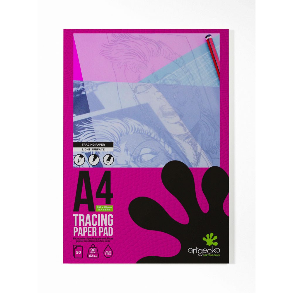 ArtGecko Pro A4 Tracing Pad - 50 Sheets 90gsm Light Surface Paper for Drawing, Sketching & Calligraphy - Perfect for Artists, Designers & Students